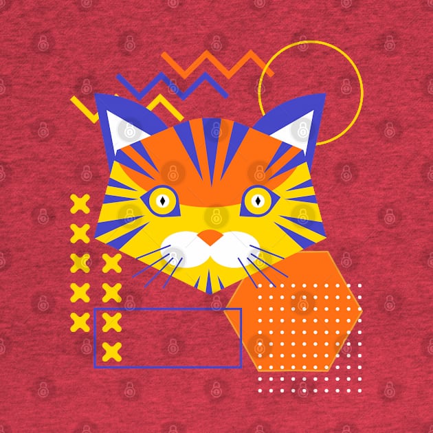 Geometric Cat Face Abstract Shapes by DetourShirts